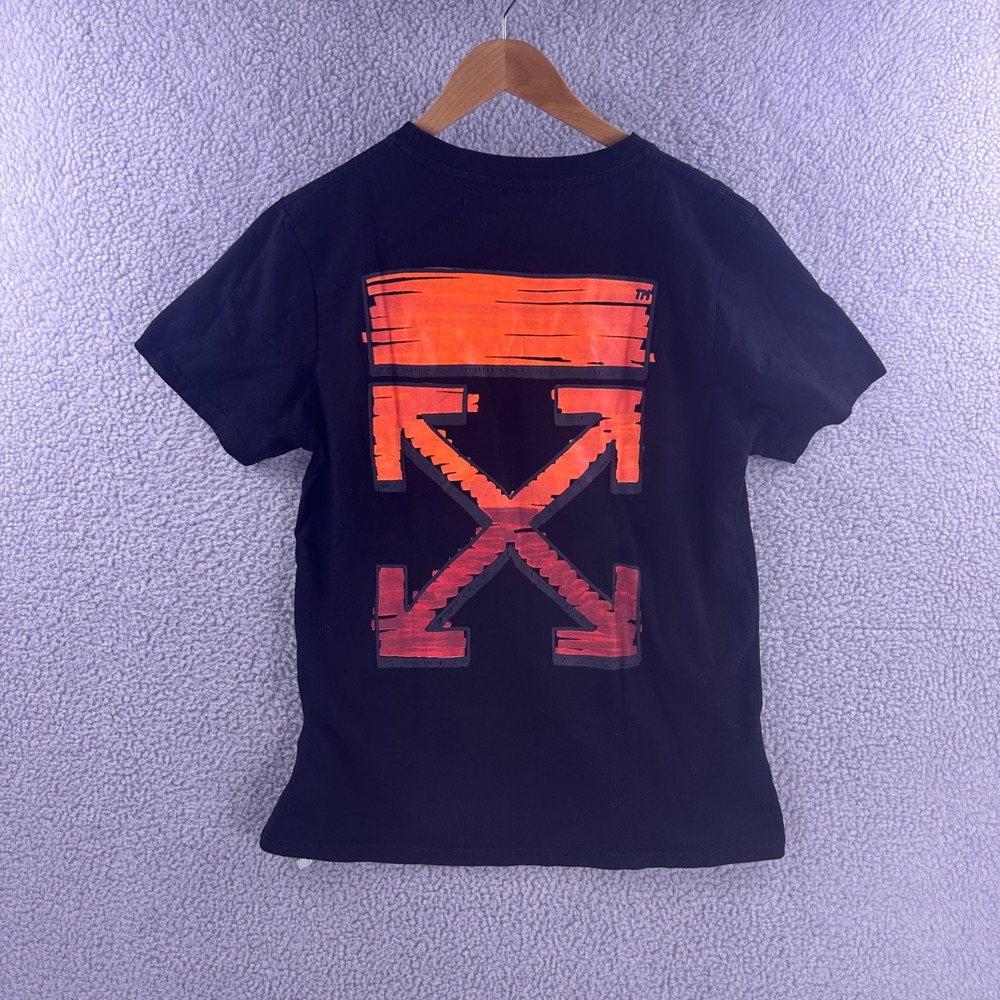 Off-White Mens Black Marker Arrows Logo Graphic T-Shirt LG-425 Size Medium